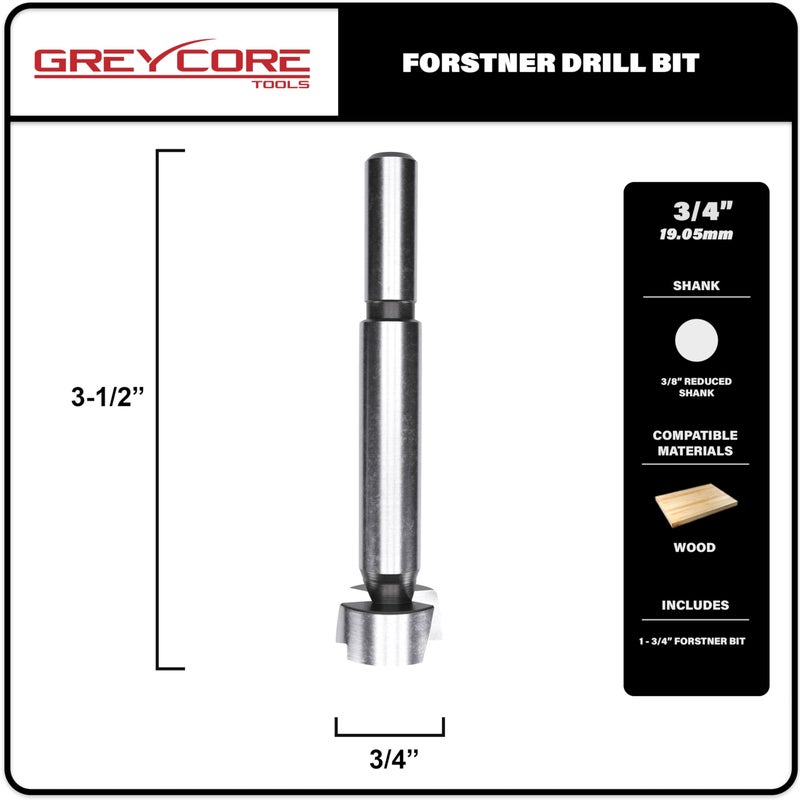 Greycore Tools 3/4 Inch x 3-1/2 Inch Forstner Drill Bit, High Speed Steel for Woodworking - Hardwood, Softwood and Plywood (3/4    Forstner) - Image 2